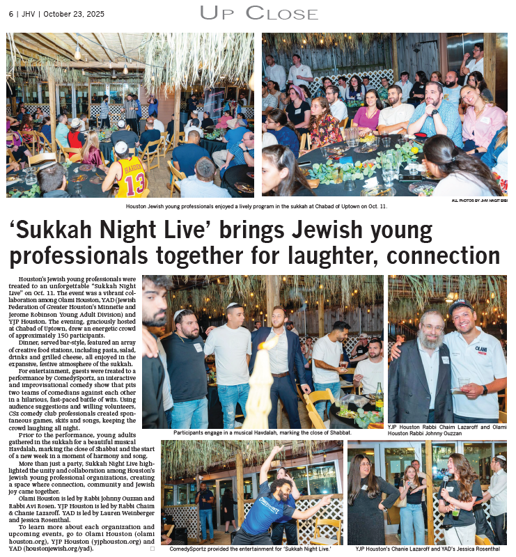 JHV: Sukkah Night Live article
